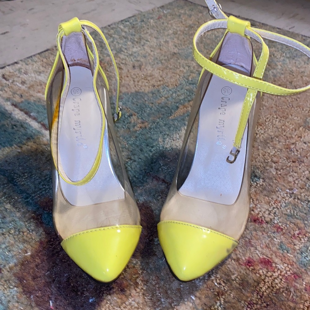 Neon and clear heels